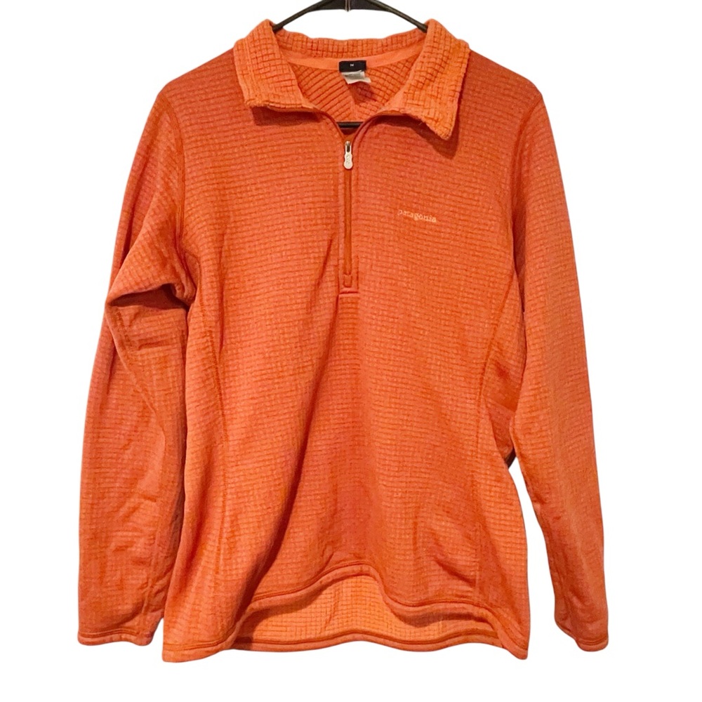 Patagonia Women's Size Large Orange R1 Pullover Quarter Zip Top